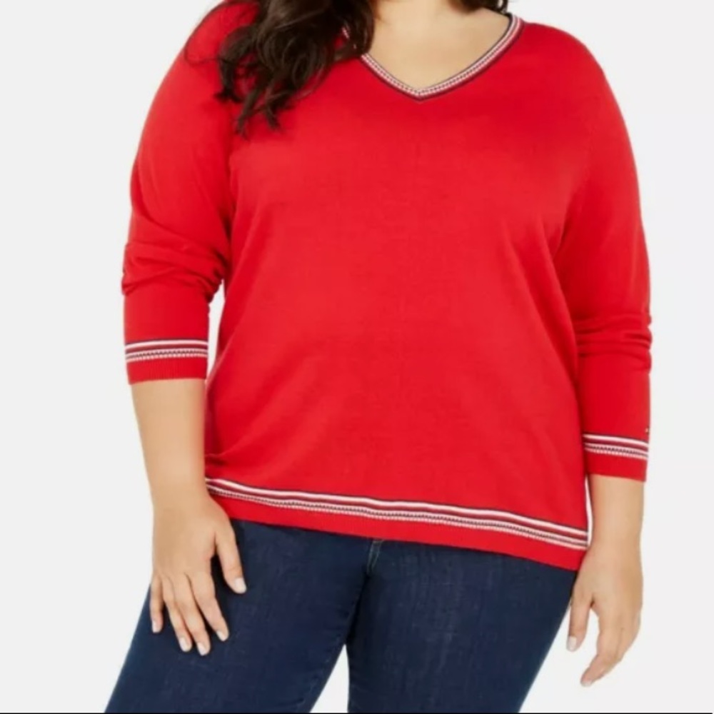 Tommy Hilfiger Red Cotton Light Weight Sweater